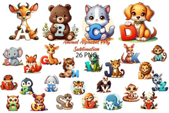 Animal Alphabet PNG Sublimation: Creative Design Assets