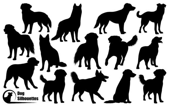 Animal Dogs Silhouettes Vector Art: Creative Design Asset