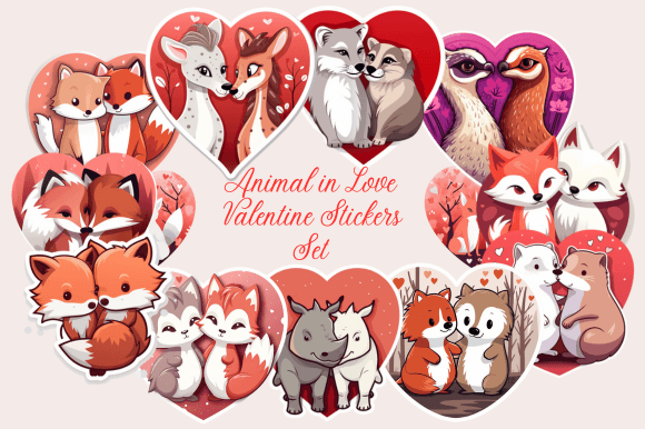 Animal in Love Valentine Stickers: A Creative Asset for Designers
