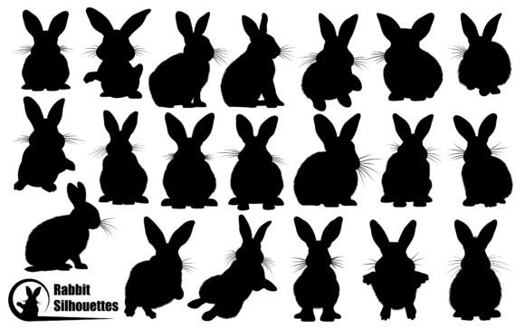 Animal Rabbit Running Silhouettes Vector: Dynamic Motion for Your Designs