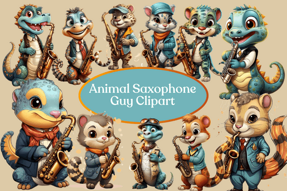 Animal Saxophone Guy Clipart: A Playful Design Asset