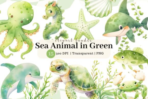 Bring the Ocean to Life with Sea Animal Watercolor Clipart