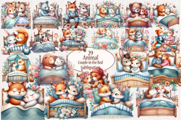 Charming Animal Couple in the Bed Sublimation for Creative Projects