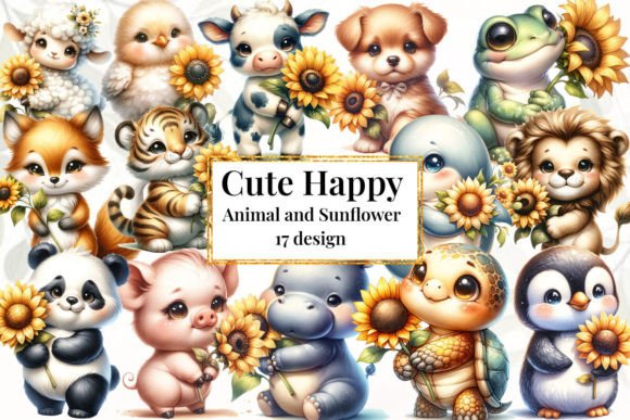Cute Happy Animal and Sunflower Bundle: A Designer's Joyful Toolkit