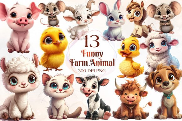 Funny Farm Animal Sublimation Clipart: Design That Connects