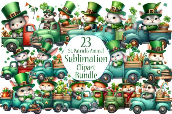 Watercolor St. Patrick Animal Truck: A Festive Design Bundle